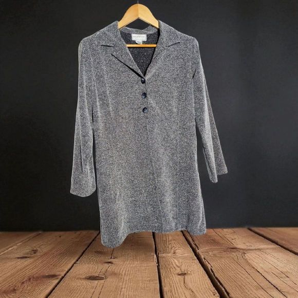Vintage Molly Malloy Petites Gray Sz 10 Long Over shirt Tunic - Picture 1 of 8